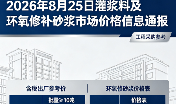 佛山2026年8月25日灌浆料及环氧修补砂浆市场价格信息通报
